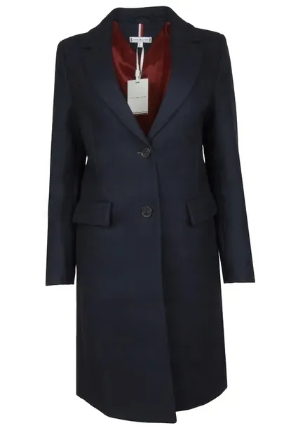 TOMMY HILFIGER płaszcz damski, wełniany, granatowy, 38