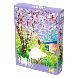 puzzle-1000-elementow-kobieta-wsrod-kwitnacych-drzew-wiosenna-scena