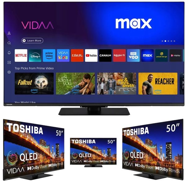 Telewizor QLED 50" TOSHIBA 50QV3F63DA Smart TV 4K VIDAA DVB-T2S2 Bezramkowy