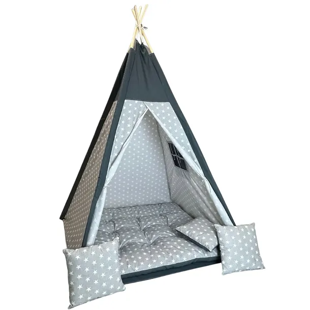 TIPI NAMIOT DLA DZIECI bawełna + mata + poduszki Wigwam Teepee Iglo Domek