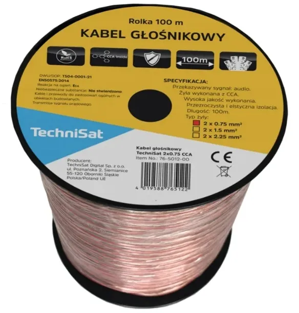 kabel-glosnikowy-technisat-2x075mm-szpula-100m-cca-miedz-ofc-hi-fi-szpula-stan-opakowania-oryginalne