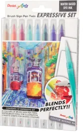 pisak-brush-pentel-landscape-8-sztuk-dwustronne-pedzelek-paletka