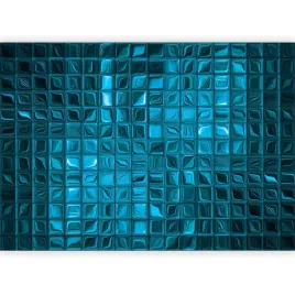 fototapeta-3d-optyczna-niebieskie-kafelki-tapeta-na-sciane-korytarz-400x280