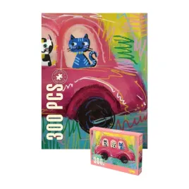 puzzle-300-elementow-kolorowy-samochod-z-kotami-dla-dzieci