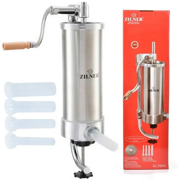 NADZIEWARKA DO KIEŁBASY PIONOWA 3KG INOX WYCISKARKA MIĘSA SZPRYCA PIONOWA