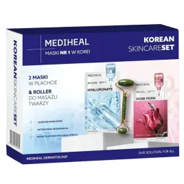mediheal-korean-zestaw-maski-w-plachcie-2x24ml-roller-do-masazu-twarzy