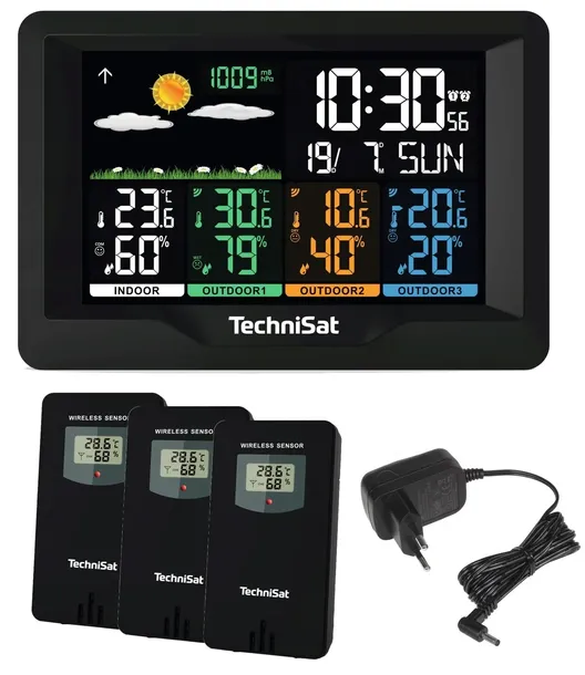 Stacja pogodowa termometr 3 czujniki zewnętrzne DCF TechniSat IMETEO X4