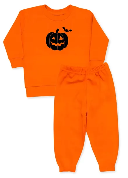 Uroczy bawełniany KOMPLET dziecięcy 86 DRESOWY dwuczęściowy HALLOWEEN DYNIA