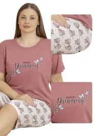 pizama-damska-bawelniana-3-4-spodnie-ruda-dreaming-xxl