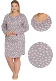 koszula-nocna-damska-bawelniana-grafit-serduszka-4xl
