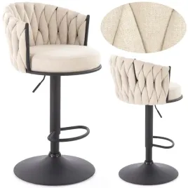 hoker-regulowany-tapicerowany-krzeslo-barowe-obrotowe-bezowy-czarny-h125