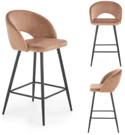 hoker-tapicerowany-welurowy-krzeslo-barowe-stolek-h-96-bezowy-czarny-loft