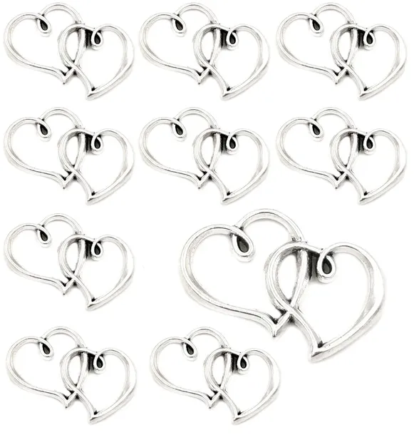 ZAWIESZKA ŁĄCZNIK DO BRANSOLETEK SERCA SERDUSZKA 32mm WALENTYNKI 10szt