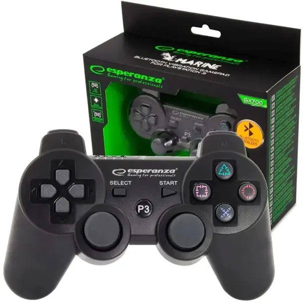 BEZPRZEWODOWY GAMEPAD BLUETOOTH PAD PS3 WIBRACJA CZARNY ESPERANZA MARINE