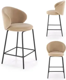 hoker-tapicerowany-velvet-krzeslo-barowe-stolek-h-121-bezowy-czarny-loft