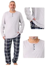 pizama-meska-bawelniana-dlugi-rekaw-w-kratke-szara-duze-rozmiary-xxl