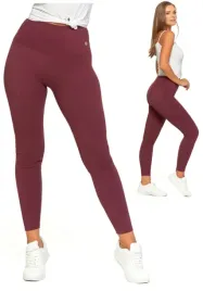 legginsy-damskie-fitness-bordowe-z-wysokim-stanem-m