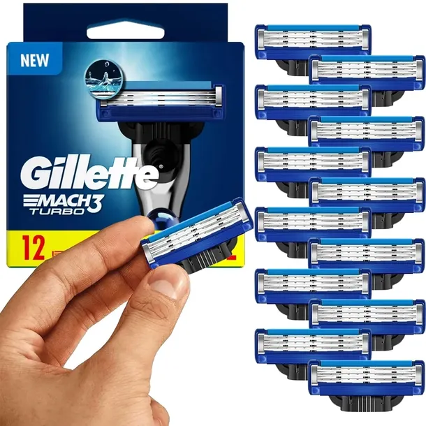 12X ORYGINALNE OSTRZA WKŁADY DO MASZYNKI GILLETTE MACH 3 TURBO NOŻYKI 12SZT