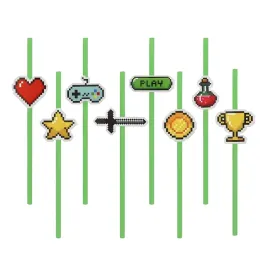 slomki-papierowe-gamingowe-pixele-game-on-dla-graczy-na-urodziny-8-sztuk