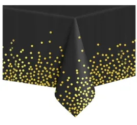 cerata-obrus-czarny-na-stol-jednorazowy-zlote-konfetti-137x183-kropki-duzy