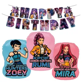 balony-na-urodziny-huntrix-demon-hunters-mira-zoe-rumi-baner-happy-birthday