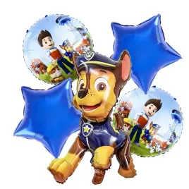 balony-psi-patrol-chase-ryder-balony-gwiazdki-niebieskie-zestaw-5-sztuk