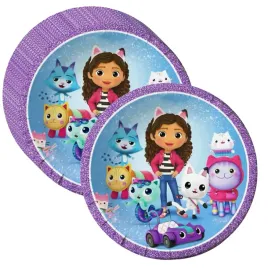 talerzyki-papierowe-koci-domek-gabi-eko-18-cm-zestaw-urodziny-rozowe