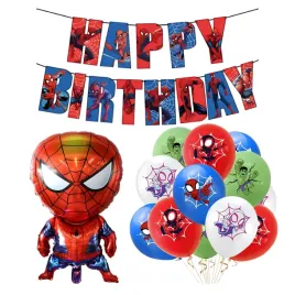 zestaw-urodzinowy-pajak-spider-baner-happy-birthday-zestaw-balonow-hel