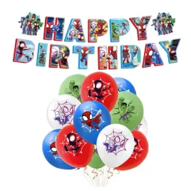 balony-urodzinowe-spidey-spider-baner-happy-birthday-zestaw-balonow