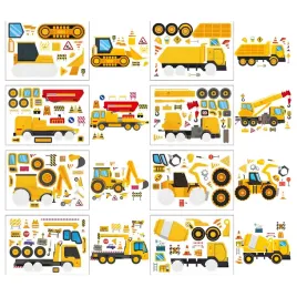 naklejki-kreatywne-traktor-koparka-diy-zestaw-kreatywny-8-sztuk-wodoodporne