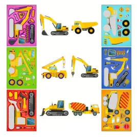 naklejki-koparka-dzwig-kreatywne-diy-zestaw-kreatywny-6-sztuk-wodoodporne