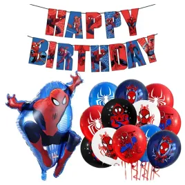 balony-urodzinowe-spiderman-baner-happy-birthday-zestaw-balonow-spider-hel
