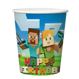 kubki-papierowe-minecraft-eko-zestaw-na-urodziny-kubeczki-minecraft-zielone