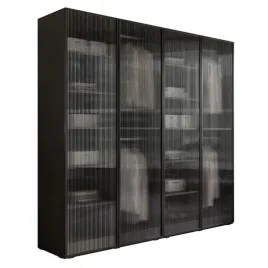 szafa-uchylna-sandbox-modern-200-czarny-grafit-front-szklo-ryflowane-led