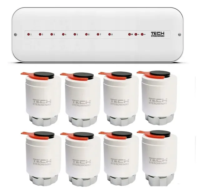 Sterownik ogrzewania podłogowego Tech Sterowniki L-5s + 8x siłownik M30X1,5