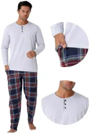pizama-meska-jasnoszara-melanz-dlugi-rekaw-i-spodnie-w-kratke-xxl