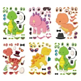 naklejki-kreatywne-dinozaury-diy-zestaw-kreatywny-wodoodporne-6-sztuk
