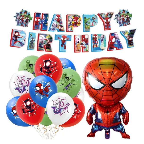 BALONY NA URODZINY spider pająk BANER HAPPY BIRTHDAY ZESTAW BALONÓW HEL