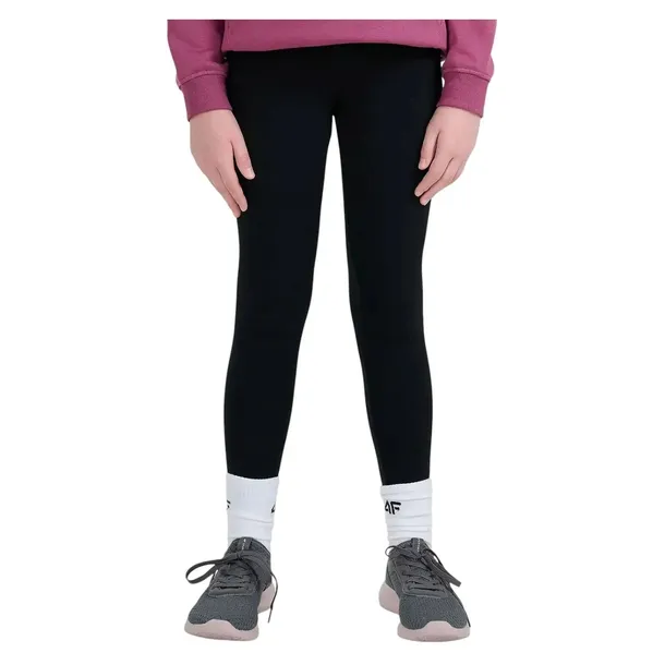 LEGGINSY 4F DZIEWCZĘCE GETRY CZARNE DŁUGIE SPODNIE SPORTOWE NA WF r 128 cm