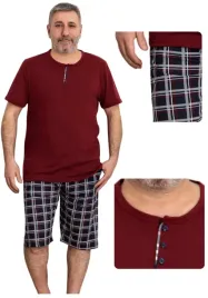 pizama-meska-3-4-spodenki-kratka-klasyczna-bordo-xxl