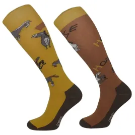 skarpetki-jezdzieckie-unisex-mondo-calza-mustang-brazowe-musztardowe-xs