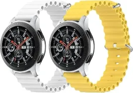 2x-pasek-do-zegarka-zolty-bialy-silikon-samsung-galaxy-watch-3-45mm-22mm