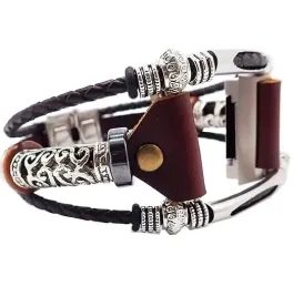 bransoleta-do-zegarka-fitbit-ionic-brazowa-ze-srebrnymi-koralikami-boho