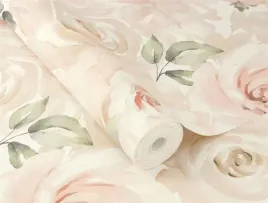 tapeta-winylowa-na-flizelinie-rozowe-kwiaty-akwarela-zmywalna-salon-rasch