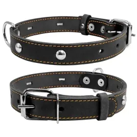 collar-obroza-skorzana-klasyczna-z-ozdoba-sz-25mm-dl-38-50cm-czarny