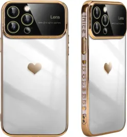 etui-do-apple-iphone-15-zlota-ramka-przezroczysty-tyl-serce-ochrona-aparatu