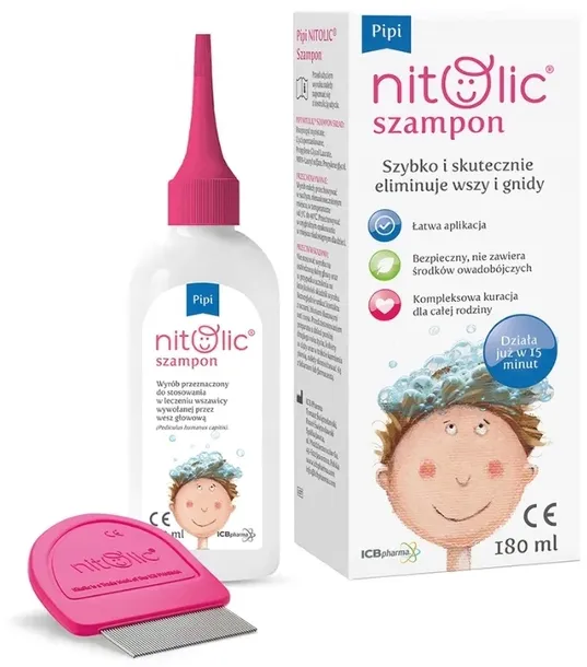 Pipi NITOLIC SZAMPON Szybko i skutecznie eliminuje wszy i gnidy ICB 180 ml