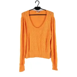 sweter-damski-warehouse-pomaranczowy-azurowy-dlugi-rekaw-l