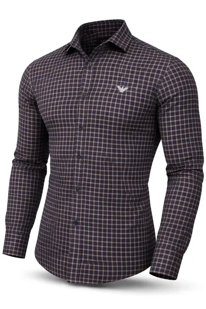 KOSZULA ARMANI JEANS GRANATOWA KRATKA MĘSKA SLIM FIT
