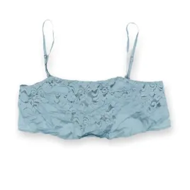 top-damski-urban-outfitters-niebieski-krotki-ramiaczka-koronka-xs